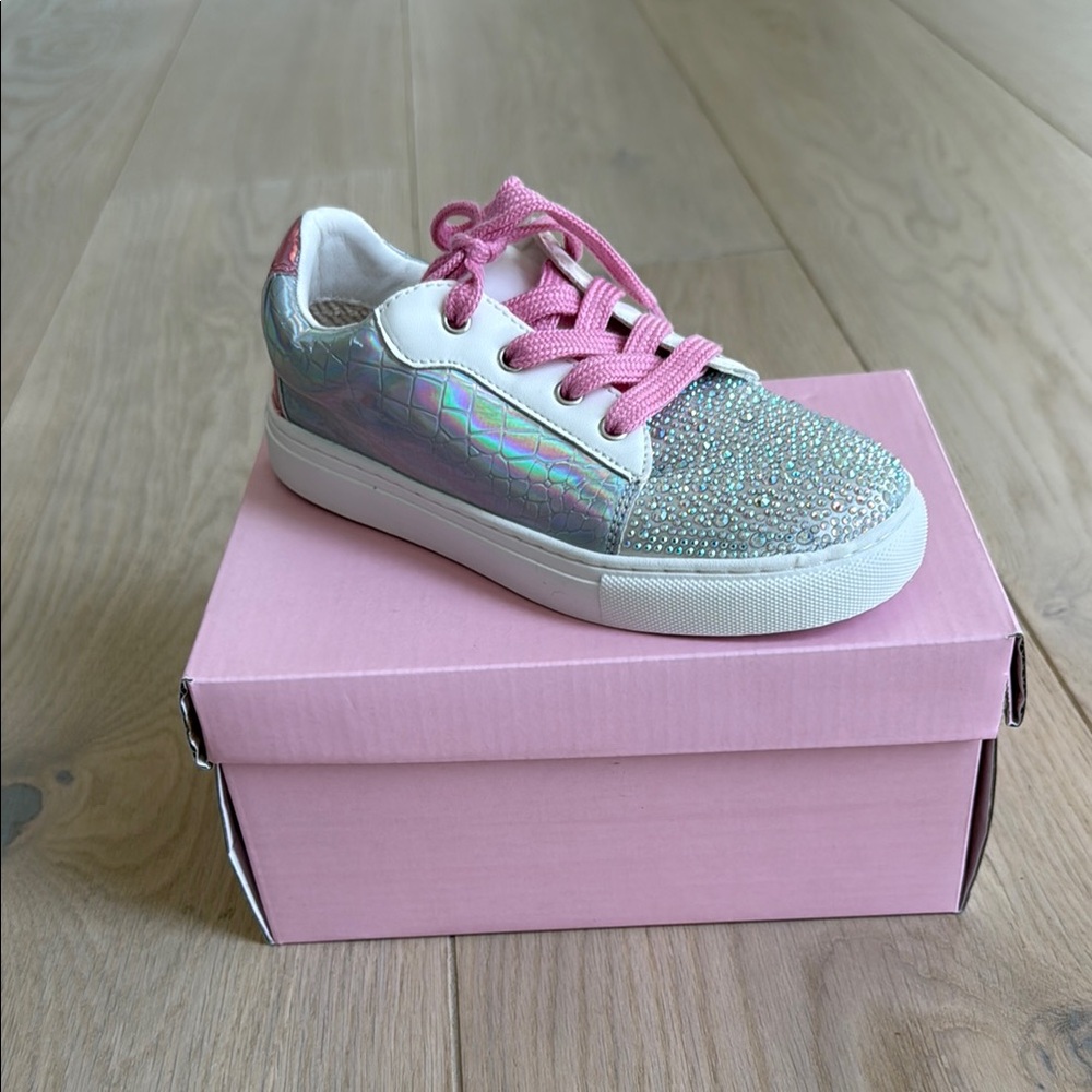 NIB Yosi Samra Sparkly Pink and Silver Kids Sneakers